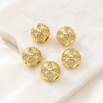 Confezione da 5 perline distanziatrici con foro e zirconi incastonati, placcate in oro, per la creazione di gioielli fai da te., Honeycomb Coin Zircon 4.5mm, Dual-Hole Zircon Bead, Zircon Heart-Shaped Bead, Planet Orbit Zircon, Zircon Spacer 6mm       ...
