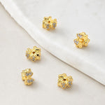 Confezione da 5 perline distanziatrici con foro e zirconi incastonati, placcate in oro, per la creazione di gioielli fai da te., Dual-Hole Snowflake Bead, Snowflake Bow Diamond Bead, Hexagonal Zircon Bead 8mm, 2-row Diamond Pig Nose Oval               ...