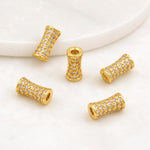 Confezione da 5 perline distanziatrici con foro e zirconi incastonati, placcate in oro, per la creazione di gioielli fai da te., Dual-Hole Snowflake Bead, Snowflake Bow Diamond Bead, Hexagonal Zircon Bead 8mm, 2-row Diamond Pig Nose Oval               ...