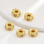 Confezione da 5 perline distanziatrici con foro e zirconi incastonati, placcate in oro, per la creazione di gioielli fai da te., Dual-Hole Snowflake Bead, Snowflake Bow Diamond Bead, Hexagonal Zircon Bead 8mm, 2-row Diamond Pig Nose Oval               ...