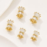 Confezione da 5 perline distanziatrici con foro e zirconi incastonati, placcate in oro, per la creazione di gioielli fai da te., Dual-Hole Snowflake Bead, Snowflake Bow Diamond Bead, Hexagonal Zircon Bead 8mm, 2-row Diamond Pig Nose Oval               ...