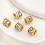 Confezione da 5 perline distanziatrici con foro e zirconi incastonati, placcate in oro, per la creazione di gioielli fai da te., Dual-Hole Snowflake Bead, Snowflake Bow Diamond Bead, Hexagonal Zircon Bead 8mm, 2-row Diamond Pig Nose Oval               ...