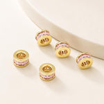 Confezione da 5 perline distanziatrici con foro e zirconi incastonati, placcate in oro, per la creazione di gioielli fai da te., Dual-Hole Snowflake Bead, Snowflake Bow Diamond Bead, Hexagonal Zircon Bead 8mm, 2-row Diamond Pig Nose Oval               ...