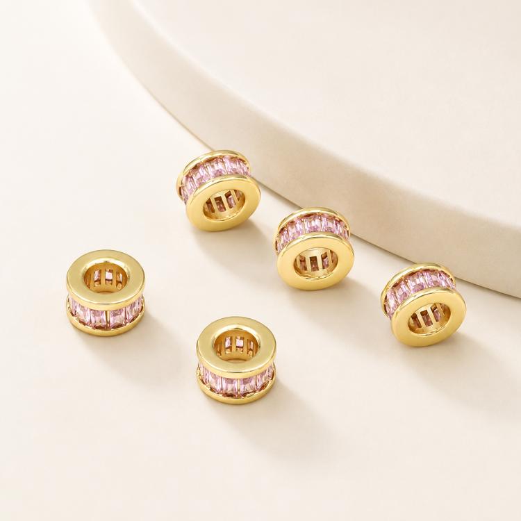 Confezione da 5 perline distanziatrici con foro e zirconi incastonati, placcate in oro, per la creazione di gioielli fai da te., Dual-Hole Snowflake Bead, Snowflake Bow Diamond Bead, Hexagonal Zircon Bead 8mm, 2-row Diamond Pig Nose Oval               ...
