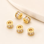 Confezione da 5 perline distanziatrici con foro e zirconi incastonati, placcate in oro, per la creazione di gioielli fai da te., Dual-Hole Snowflake Bead, Snowflake Bow Diamond Bead, Hexagonal Zircon Bead 8mm, 2-row Diamond Pig Nose Oval               ...