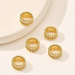 Confezione da 5 perline distanziatrici con foro e zirconi incastonati, placcate in oro, per la creazione di gioielli fai da te., Dual-Hole Snowflake Bead, Snowflake Bow Diamond Bead, Hexagonal Zircon Bead 8mm, 2-row Diamond Pig Nose Oval               ...