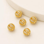Confezione da 5 perline distanziatrici con foro e zirconi incastonati, placcate in oro, per la creazione di gioielli fai da te., Wheel 3-Rows Zircon Bead, Dual-Row Leaf Zircon Bead 9.5mm, Diamond Dual-Sided Slim Base, Slim Zircon Bead 8x10mm           ...