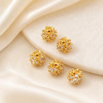Confezione da 5 perline distanziatrici con foro e zirconi incastonati, placcate in oro, per la creazione di gioielli fai da te., Diamond Bead 6x7mm Hole 1.2mm