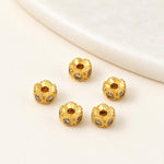 Confezione da 5 perline distanziatrici con foro e zirconi incastonati, placcate in oro, per la creazione di gioielli fai da te., Honeycomb Coin Zircon 4.5mm, Dual-Hole Zircon Bead, Zircon Heart-Shaped Bead, Planet Orbit Zircon, Zircon Spacer 6mm       ...