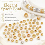 Confezione da 5 perline distanziatrici con foro e zirconi incastonati, placcate in oro, per la creazione di gioielli fai da te., Honeycomb Coin Zircon 4.5mm, Dual-Hole Zircon Bead, Zircon Heart-Shaped Bead, Planet Orbit Zircon, Zircon Spacer 6mm       ...