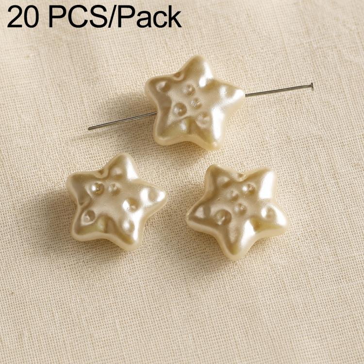 Confezione da 20 perline irregolari in finta perla, accessori fai da te per laccetti per cellulari., Glossy White Star Bead, Large Beige Star Bead, Beige Bead, Beige Wrinkled Teardrop Bead, Irregular White Wrinkled  Bead, Beige Wrinkled Rice Bead      ...