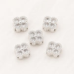 Confezione da 5 perline distanziatrici con foro e zirconi incastonati, placcate in oro, per la creazione di gioielli fai da te., Butterfly Zircon Ring 8.5mm, 4-Leaf Clover Zircon Bead 7mm, Cubic 4-Diamond Bead 6mm, Ripple Round Bead 5mm                ...