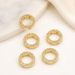 Confezione da 5 perline distanziatrici con foro e zirconi incastonati, placcate in oro, per la creazione di gioielli fai da te., Rose Bead 4.5x10mm Hole 6mm, Zircon Bead Ring 3.7x11.7x9mm, Oval Diamond 4.7x8mm Hole 2.2mm, Ripple Pattern Round Bead 8mm ...