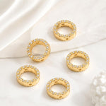 Confezione da 5 perline distanziatrici con foro e zirconi incastonati, placcate in oro, per la creazione di gioielli fai da te., Rose Bead 4.5x10mm Hole 6mm, Zircon Bead Ring 3.7x11.7x9mm, Oval Diamond 4.7x8mm Hole 2.2mm, Ripple Pattern Round Bead 8mm ...