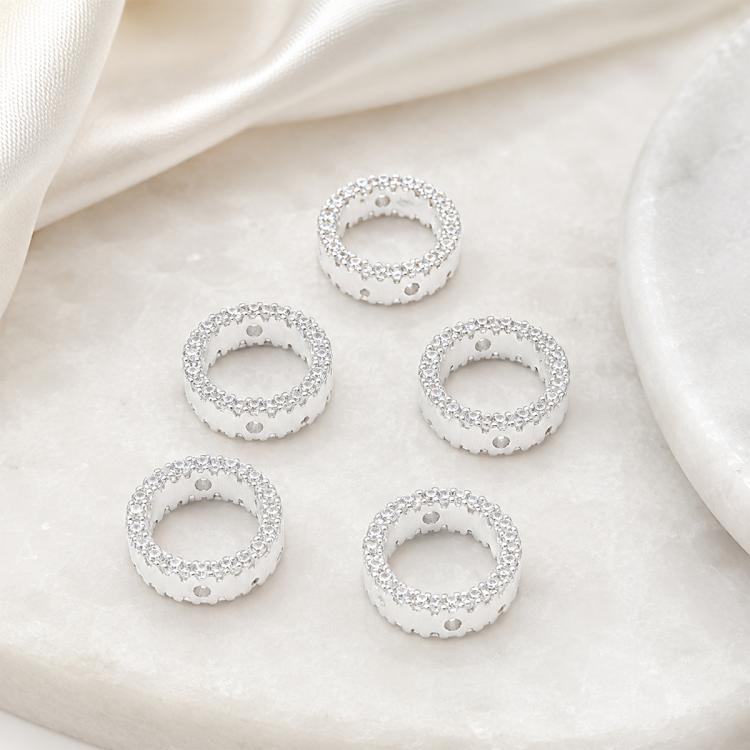 Confezione da 5 perline distanziatrici con foro e zirconi incastonati, placcate in oro, per la creazione di gioielli fai da te., Rose Bead 4.5x10mm Hole 6mm, Zircon Bead Ring 3.7x11.7x9mm, Oval Diamond 4.7x8mm Hole 2.2mm, Ripple Pattern Round Bead 8mm ...