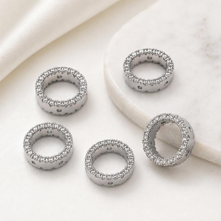 Confezione da 5 perline distanziatrici con foro e zirconi incastonati, placcate in oro, per la creazione di gioielli fai da te., Rose Bead 4.5x10mm Hole 6mm, Zircon Bead Ring 3.7x11.7x9mm, Oval Diamond 4.7x8mm Hole 2.2mm, Ripple Pattern Round Bead 8mm ...
