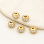 Confezione da 5 perline distanziatrici con foro e zirconi incastonati, placcate in oro, per la creazione di gioielli fai da te., Rose Bead 4.5x10mm Hole 6mm, Zircon Bead Ring 3.7x11.7x9mm, Oval Diamond 4.7x8mm Hole 2.2mm, Ripple Pattern Round Bead 8mm ...