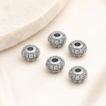 Confezione da 5 perline distanziatrici con foro e zirconi incastonati, placcate in oro, per la creazione di gioielli fai da te., Rose Bead 4.5x10mm Hole 6mm, Zircon Bead Ring 3.7x11.7x9mm, Oval Diamond 4.7x8mm Hole 2.2mm, Ripple Pattern Round Bead 8mm ...