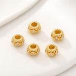Confezione da 5 perline distanziatrici con foro e zirconi incastonati, placcate in oro, per la creazione di gioielli fai da te., Rose Bead 4.5x10mm Hole 6mm, Zircon Bead Ring 3.7x11.7x9mm, Oval Diamond 4.7x8mm Hole 2.2mm, Ripple Pattern Round Bead 8mm ...