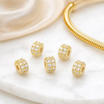 Confezione da 5 perline distanziatrici con foro e zirconi incastonati, placcate in oro, per la creazione di gioielli fai da te., Rose Bead 4.5x10mm Hole 6mm, Zircon Bead Ring 3.7x11.7x9mm, Oval Diamond 4.7x8mm Hole 2.2mm, Ripple Pattern Round Bead 8mm ...