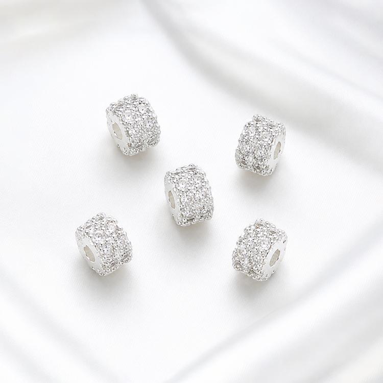 Confezione da 5 perline distanziatrici con foro e zirconi incastonati, placcate in oro, per la creazione di gioielli fai da te., Rose Bead 4.5x10mm Hole 6mm, Zircon Bead Ring 3.7x11.7x9mm, Oval Diamond 4.7x8mm Hole 2.2mm, Ripple Pattern Round Bead 8mm ...