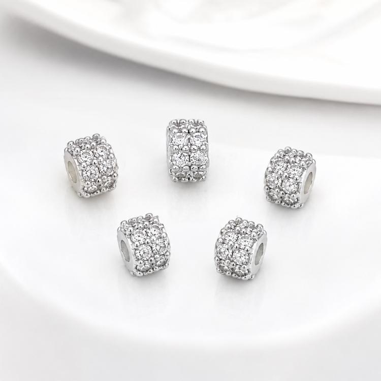 Confezione da 5 perline distanziatrici con foro e zirconi incastonati, placcate in oro, per la creazione di gioielli fai da te., Rose Bead 4.5x10mm Hole 6mm, Zircon Bead Ring 3.7x11.7x9mm, Oval Diamond 4.7x8mm Hole 2.2mm, Ripple Pattern Round Bead 8mm ...