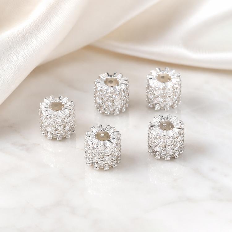 Confezione da 5 perline distanziatrici con foro e zirconi incastonati, placcate in oro, per la creazione di gioielli fai da te., Rose Bead 4.5x10mm Hole 6mm, Zircon Bead Ring 3.7x11.7x9mm, Oval Diamond 4.7x8mm Hole 2.2mm, Ripple Pattern Round Bead 8mm ...