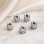 Confezione da 5 perline distanziatrici con foro e zirconi incastonati, placcate in oro, per la creazione di gioielli fai da te., Rose Bead 4.5x10mm Hole 6mm, Zircon Bead Ring 3.7x11.7x9mm, Oval Diamond 4.7x8mm Hole 2.2mm, Ripple Pattern Round Bead 8mm ...