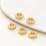 Confezione da 5 perline distanziatrici con foro e zirconi incastonati, placcate in oro, per la creazione di gioielli fai da te., Dual-Row Zircon 9mm, Wheel Bead 3.3x8.1x5mm, Horse-eye Zircon Bead 3.45x7.6x5mm, Cross Bead 5.6mm Hole 1.35mm              ...