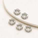 Confezione da 5 perline distanziatrici con foro e zirconi incastonati, placcate in oro, per la creazione di gioielli fai da te., Dual-Row Zircon 9mm, Wheel Bead 3.3x8.1x5mm, Horse-eye Zircon Bead 3.45x7.6x5mm, Cross Bead 5.6mm Hole 1.35mm              ...