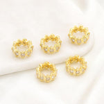 Confezione da 5 perline distanziatrici con foro e zirconi incastonati, placcate in oro, per la creazione di gioielli fai da te., Dual-Row Zircon 9mm, Wheel Bead 3.3x8.1x5mm, Horse-eye Zircon Bead 3.45x7.6x5mm, Cross Bead 5.6mm Hole 1.35mm              ...
