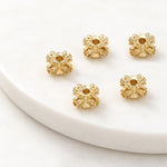 Confezione da 5 perline distanziatrici con foro e zirconi incastonati, placcate in oro, per la creazione di gioielli fai da te., Dual-Row Zircon 9mm, Wheel Bead 3.3x8.1x5mm, Horse-eye Zircon Bead 3.45x7.6x5mm, Cross Bead 5.6mm Hole 1.35mm              ...