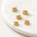 Confezione da 5 perline distanziatrici con foro e zirconi incastonati, placcate in oro, per la creazione di gioielli fai da te., Dual-Row Zircon 9mm, Wheel Bead 3.3x8.1x5mm, Horse-eye Zircon Bead 3.45x7.6x5mm, Cross Bead 5.6mm Hole 1.35mm              ...