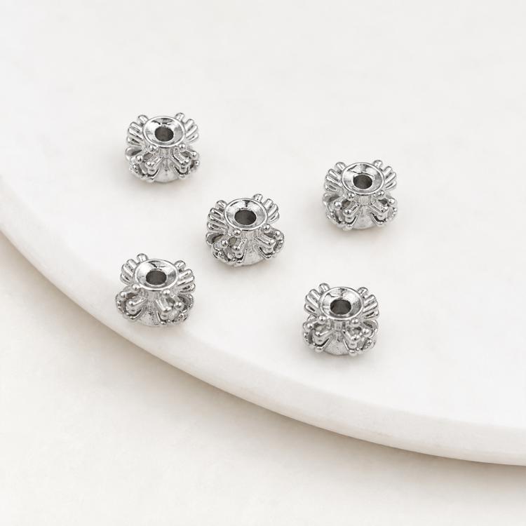 Confezione da 5 perline distanziatrici con foro e zirconi incastonati, placcate in oro, per la creazione di gioielli fai da te., Dual-Row Zircon 9mm, Wheel Bead 3.3x8.1x5mm, Horse-eye Zircon Bead 3.45x7.6x5mm, Cross Bead 5.6mm Hole 1.35mm              ...