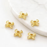 Confezione da 5 perline distanziatrici con foro e zirconi incastonati, placcate in oro, per la creazione di gioielli fai da te., Dual-Row Zircon 9mm, Wheel Bead 3.3x8.1x5mm, Horse-eye Zircon Bead 3.45x7.6x5mm, Cross Bead 5.6mm Hole 1.35mm              ...