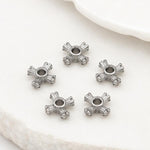 Confezione da 5 perline distanziatrici con foro e zirconi incastonati, placcate in oro, per la creazione di gioielli fai da te., Dual-Row Zircon 9mm, Wheel Bead 3.3x8.1x5mm, Horse-eye Zircon Bead 3.45x7.6x5mm, Cross Bead 5.6mm Hole 1.35mm              ...