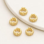Confezione da 5 perline distanziatrici con foro e zirconi incastonati, placcate in oro, per la creazione di gioielli fai da te., Dual-Row Zircon 9mm, Wheel Bead 3.3x8.1x5mm, Horse-eye Zircon Bead 3.45x7.6x5mm, Cross Bead 5.6mm Hole 1.35mm              ...