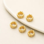 Confezione da 5 perline distanziatrici con foro e zirconi incastonati, placcate in oro, per la creazione di gioielli fai da te., Dual-Row Zircon 9mm, Wheel Bead 3.3x8.1x5mm, Horse-eye Zircon Bead 3.45x7.6x5mm, Cross Bead 5.6mm Hole 1.35mm              ...