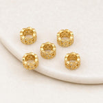 Confezione da 5 perline distanziatrici con foro e zirconi incastonati, placcate in oro, per la creazione di gioielli fai da te., Large Hole Diamond Coin 4.3x9x5.8mm, Zircon Cloud Bead 5.8x7.8x3.35mm, Zircon Spacer Bead 5.6x8.8x4.9mm                    ...