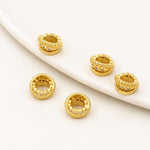 Confezione da 5 perline distanziatrici con foro e zirconi incastonati, placcate in oro, per la creazione di gioielli fai da te., Large Hole Diamond Coin 4.3x9x5.8mm, Zircon Cloud Bead 5.8x7.8x3.35mm, Zircon Spacer Bead 5.6x8.8x4.9mm                    ...