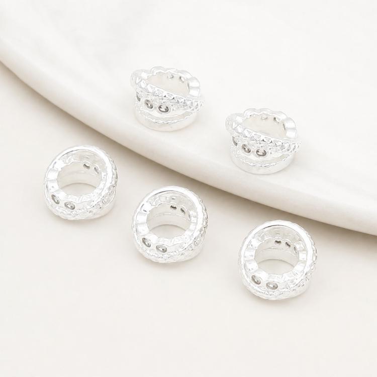 Confezione da 5 perline distanziatrici con foro e zirconi incastonati, placcate in oro, per la creazione di gioielli fai da te., Large Hole Diamond Coin 4.3x9x5.8mm, Zircon Cloud Bead 5.8x7.8x3.35mm, Zircon Spacer Bead 5.6x8.8x4.9mm                    ...