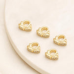 Confezione da 5 perline distanziatrici con foro e zirconi incastonati, placcate in oro, per la creazione di gioielli fai da te., Large Hole Diamond Coin 4.3x9x5.8mm, Zircon Cloud Bead 5.8x7.8x3.35mm, Zircon Spacer Bead 5.6x8.8x4.9mm                    ...