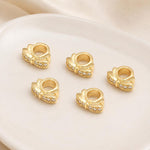 Confezione da 5 perline distanziatrici con foro e zirconi incastonati, placcate in oro, per la creazione di gioielli fai da te., Large Hole Diamond Coin 4.3x9x5.8mm, Zircon Cloud Bead 5.8x7.8x3.35mm, Zircon Spacer Bead 5.6x8.8x4.9mm                    ...