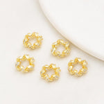Confezione da 5 perline distanziatrici con foro e zirconi incastonati, placcate in oro, per la creazione di gioielli fai da te., Zircon Twisted Loop Bead 10x10.4x6mm, Square Zircon Hexagoan Bead 10mm
