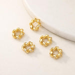 Confezione da 5 perline distanziatrici con foro e zirconi incastonati, placcate in oro, per la creazione di gioielli fai da te., Zircon Twisted Loop Bead 10x10.4x6mm, Square Zircon Hexagoan Bead 10mm