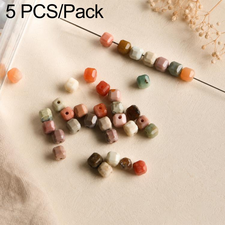 Set di 5 perline sciolte sfaccettate naturali, accessori fai da te per bracciali e collane., Blue Apatite, Pink Opal, Alxa Faceted Round Bead, Grade A Turquoise, Alxa Faceted Cube Bead, Australian Jade, Violet, Blue Apatite Faceted Abacus, Grey Moonsto...