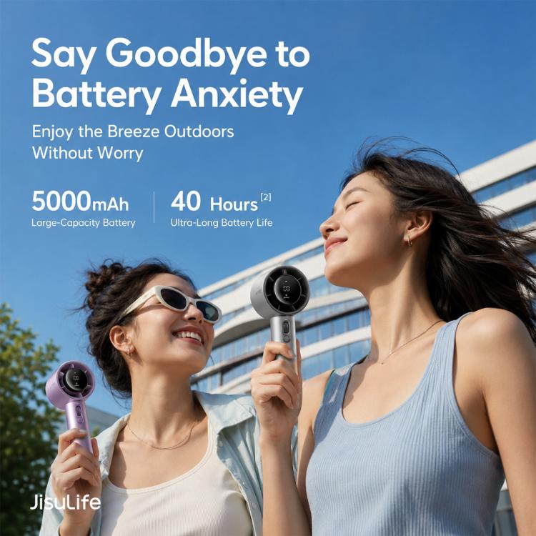 Ventilatore portatile JisuLife Pro1S ad alta velocità con tecnologia Turbo e batteria a lunga durata., 5000mAh