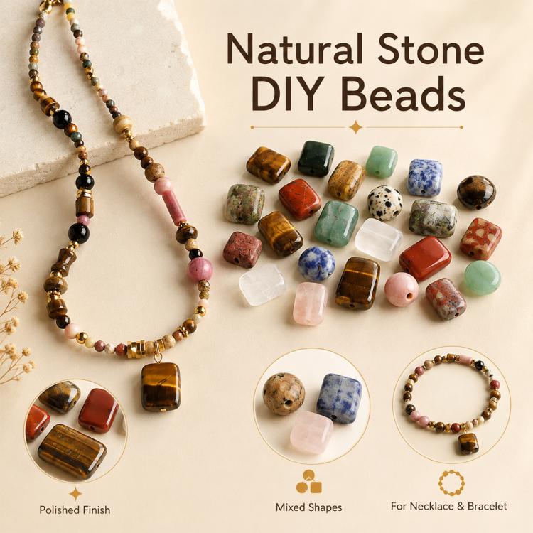 Set da 10 perline naturali sciolte, accessori fai da te per bracciali e collane
