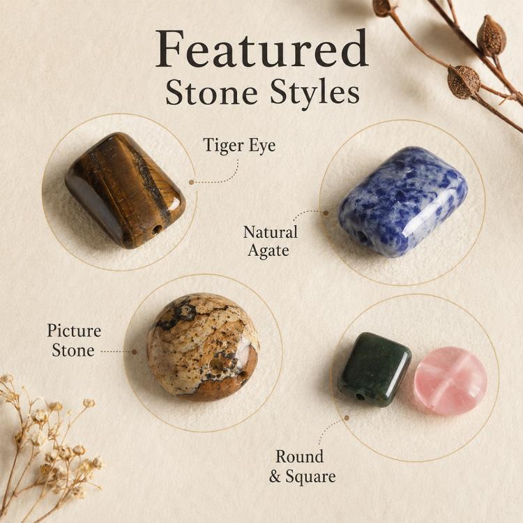 Set da 10 perline naturali sciolte, accessori fai da te per bracciali e collane