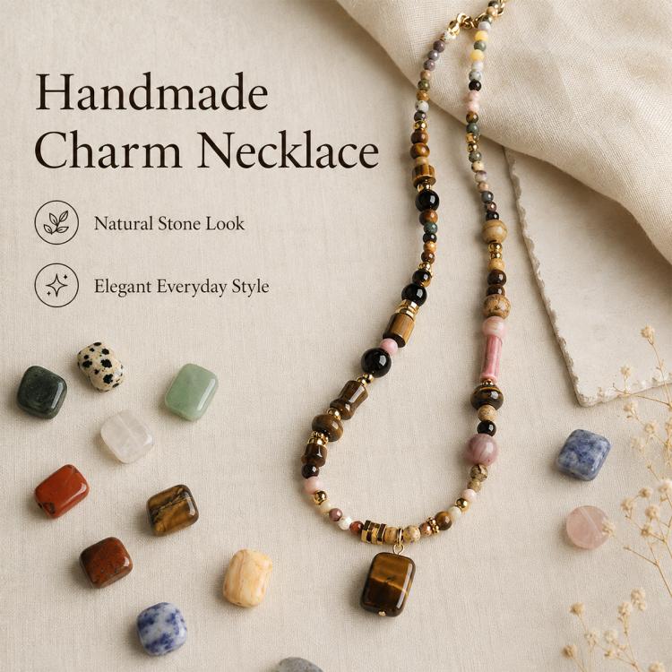 Set da 10 perline naturali sciolte, accessori fai da te per bracciali e collane